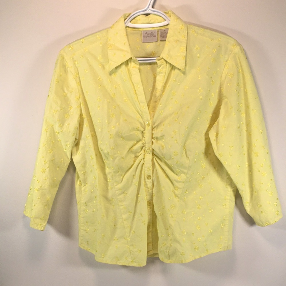 Fiorlini International | Women’s blouse | Medium | Embroidered yellow on yellow